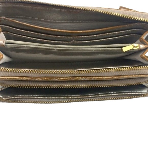 Rustic Brown & Gray Zip Flap Wallet Wristlet - Picture 2 of 6